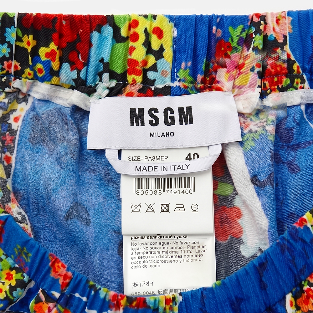 Super Flea Market+MSGM Milano+blue and fower printed pants+Saffron Vadher2